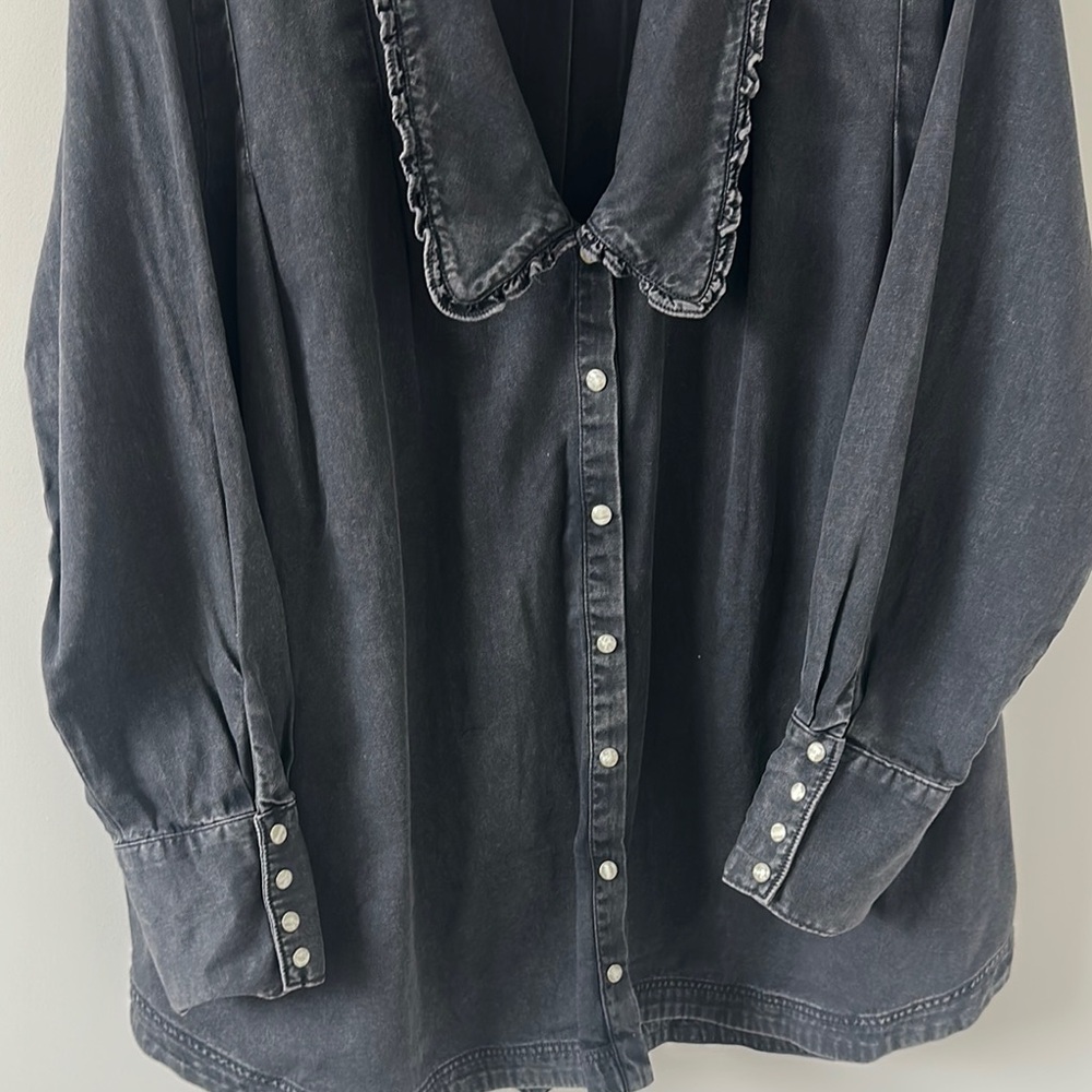 Free People Charlie Denim Tunic Shirt M - Picture 4 of 7